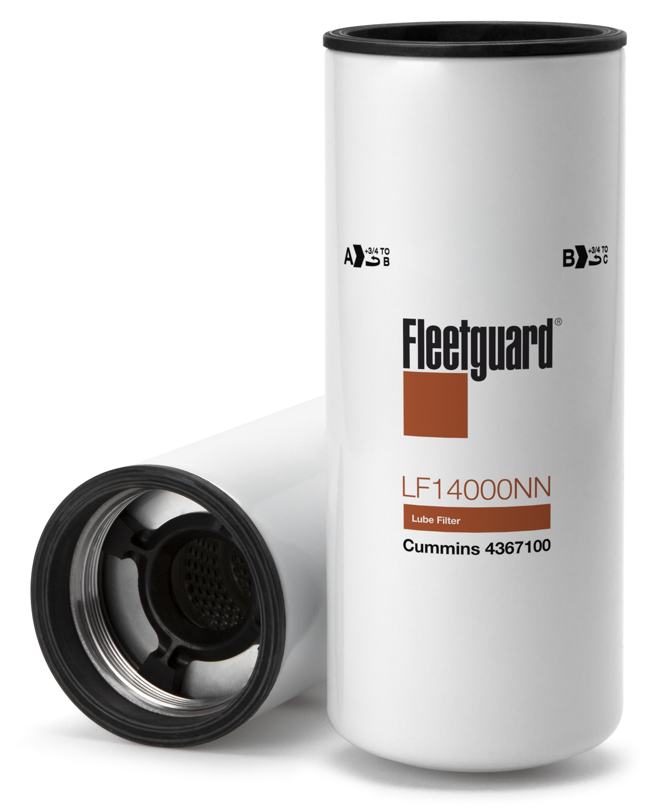 Полнопоточный масляный фильтр Fleetguard LF14000NN с использованием синтетического фильтрующего материала NanoNet.